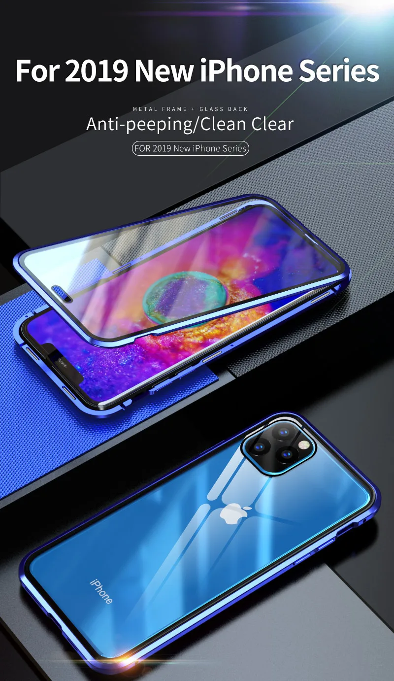 Tongdaytech Магнитный чехол для Iphone 11 Pro X XS Max XR 8 7 Plus Coque 360 двусторонний чехол из закаленного стекла металлический чехол для телефона чехол на магните s