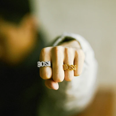 Мужские кольца из нержавеющей стали 316L золото с надписью Boss серебро титан