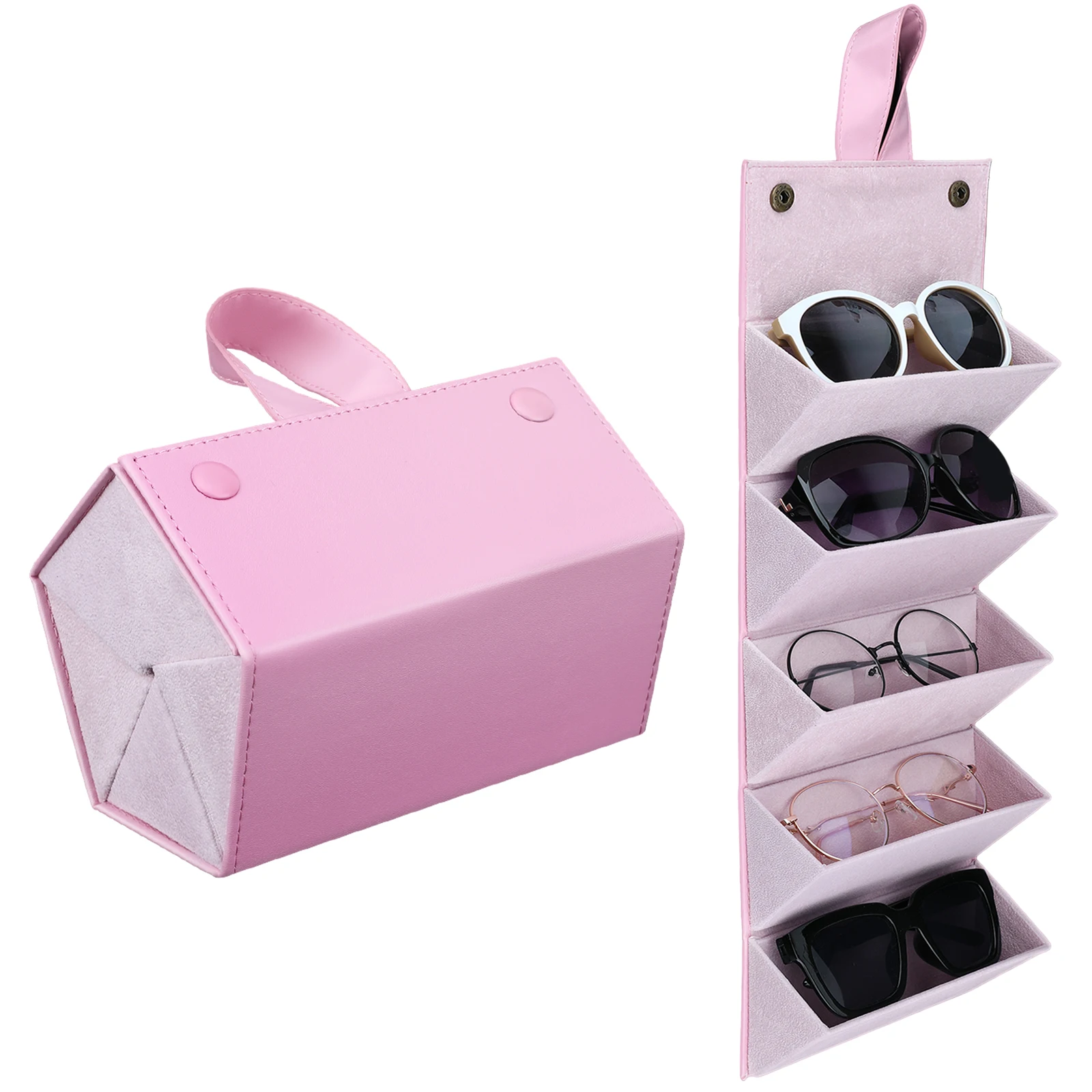5 Multi-slot Portable Glasses Organizer Eyeglasses Storage Display Travel Folding Sunglasses PU Leather Case Dropshipping