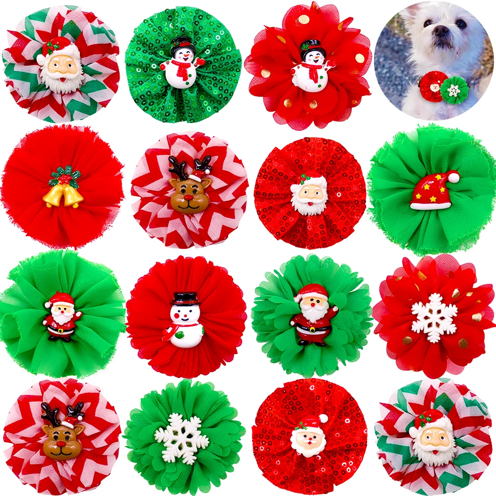 50pcs Christmas Pet Products Pet Dog Collar Decoration Accessories Dog Bow tie Collar Small Dog Xmas Party Grooming Supplies