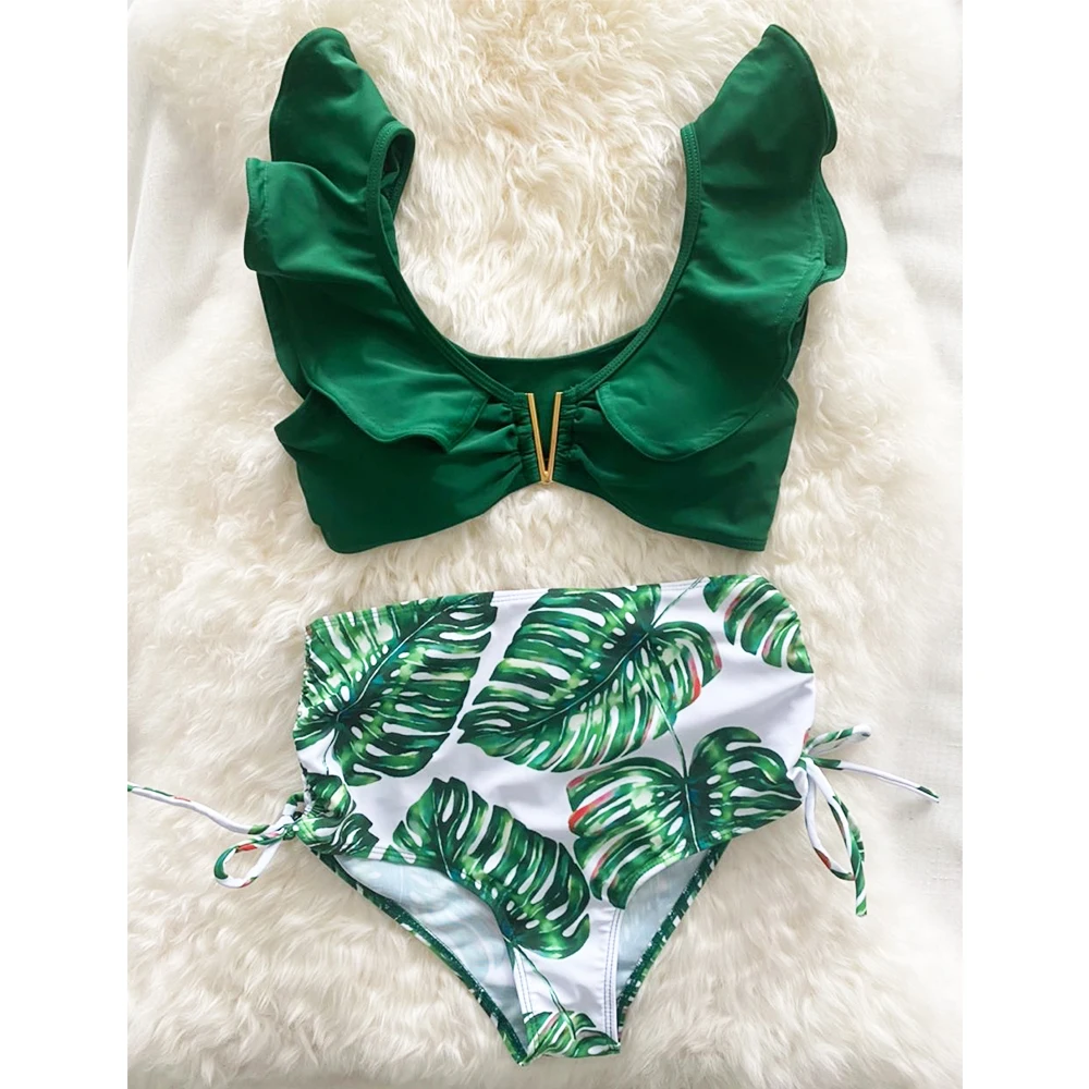 Новое поступление 2021 комплект бикини с воланом и высокой талией для женщин