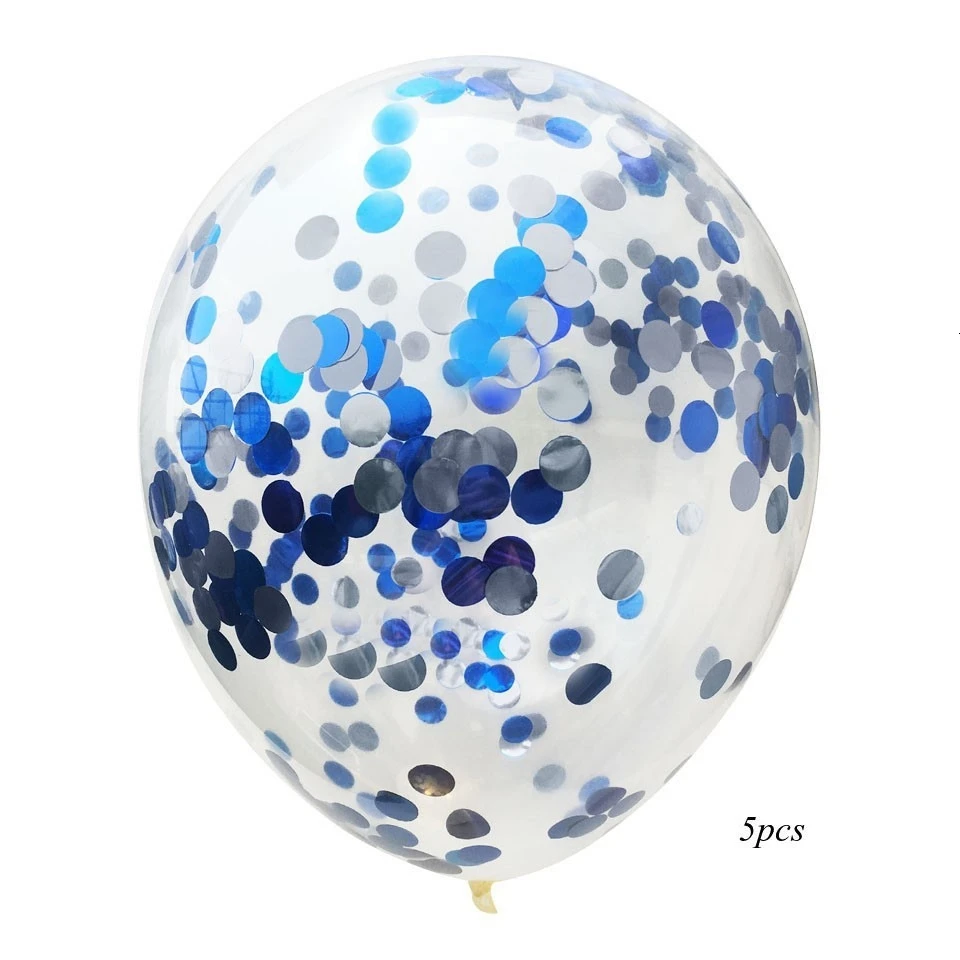 Blue Silver 5 шт. 12 дюймов многоцветный воздушный шар "Конфетти" фольгированный шар Свадебная вечеринка украшение утолщение груша шары украшения на день рождения - Цвет: Blue Silver
