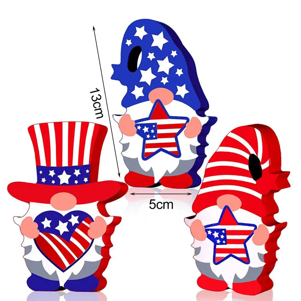 

3Pcs/Set Statue Model Exquisite Visual Effect Density Board Bright-colored Dwarf Statue Decor for Independence Day