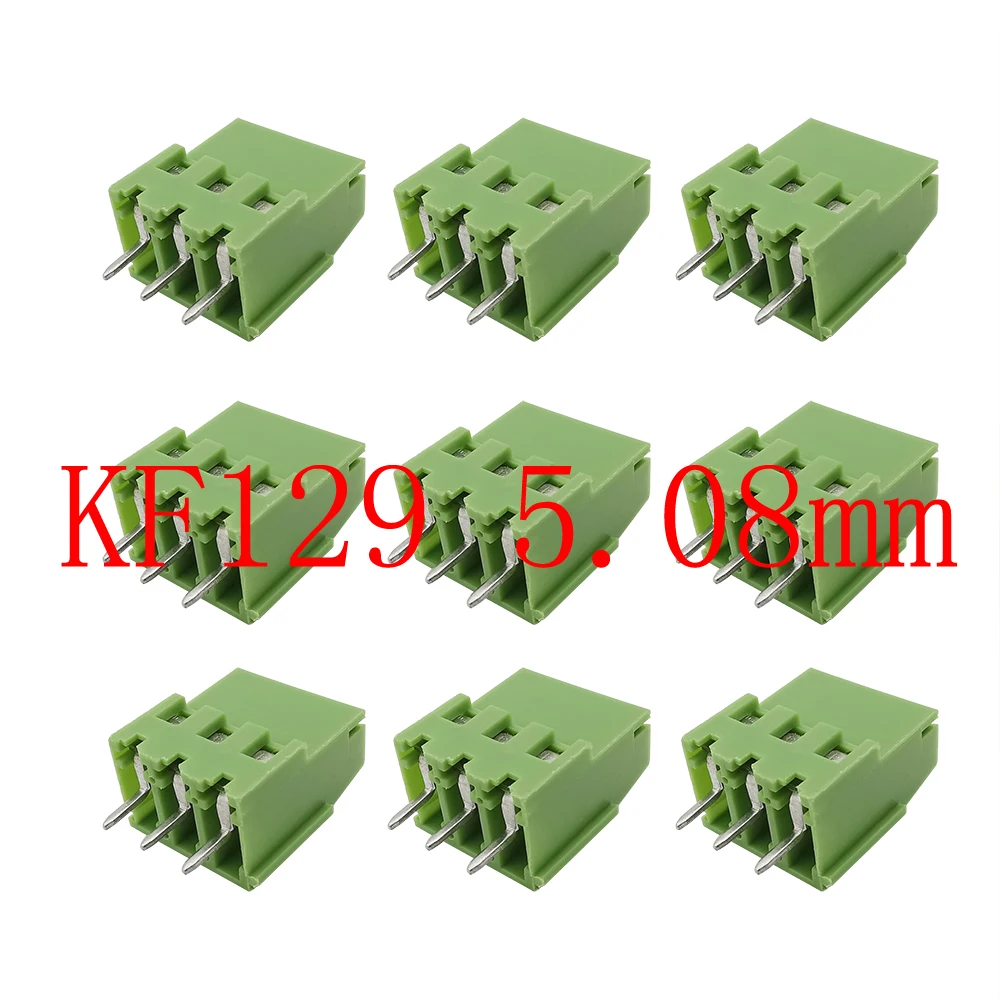 

10 шт. зеленые клеммы KF129-3P шаг 5,08 мм 3 контакта прямая игла PCB Винтовые клеммные колодки разъем