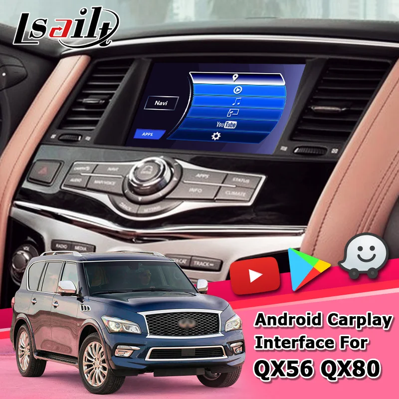 Система GPS навигации Lsailt Android для Infiniti QX80 / QX56 Y62 2012 2017 с G Q70 QX50 QX60 QX70 и др. youtube waze|gps