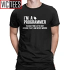Программируемая Мужская футболка из чистого хлопка, Винтажная футболка с круглым вырезом, кодер с графическим рисунком