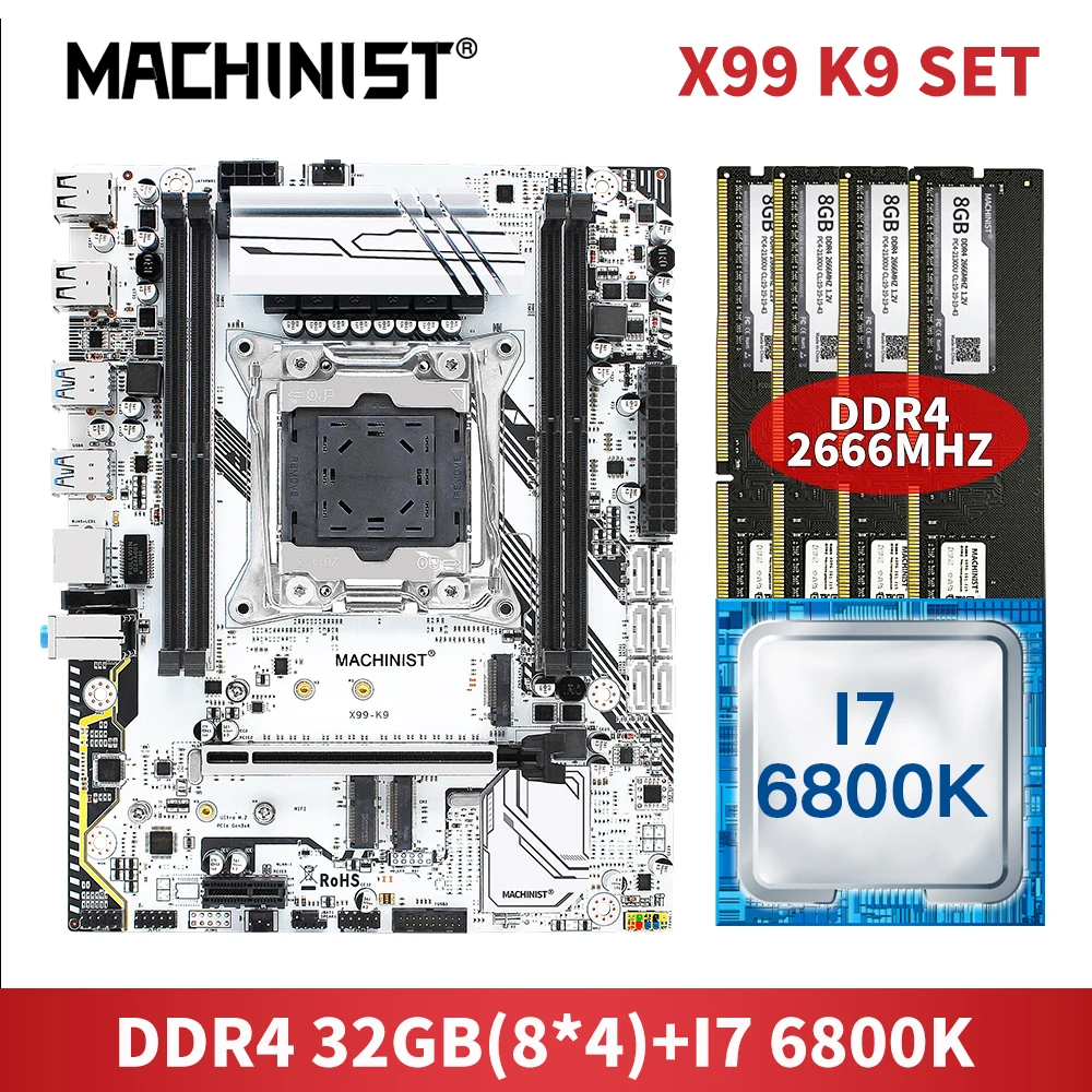 Preise MASCHINIST X99 Motherboard LGA 2011-3 Set Kit Mit 4*8GB DDR4 RAM Speicher Und Intel Core I7-6800K Prozessor SATA 3,0 LAN X99-k9