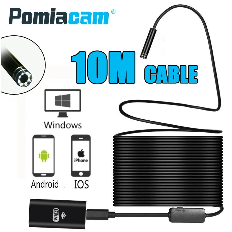 Эндоскоп 720P HD с Wi Fi 10 м для IOS и Android|Камеры видеонаблюдения| |