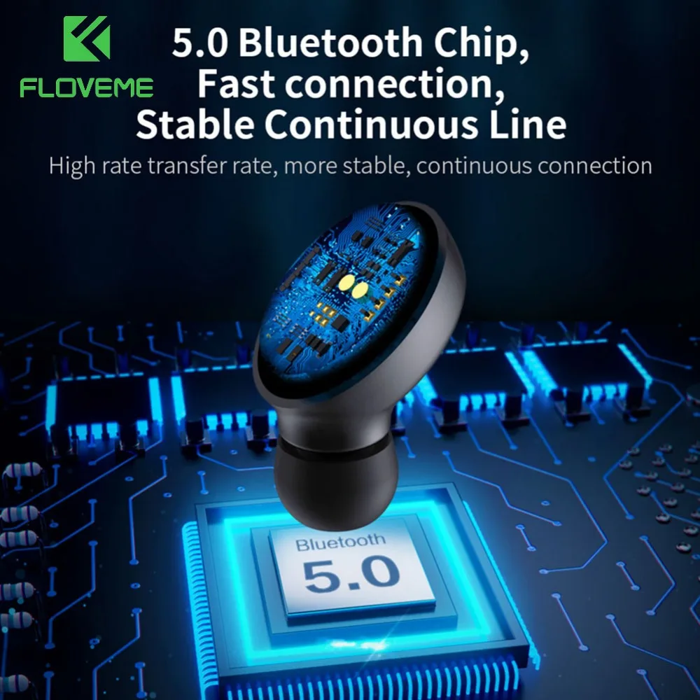 FLOVEME Mini TWS5.0 Bluetooth Беспроводные наушники спортивные наушники гарнитура 3D стерео звук наушники микро зарядная коробка
