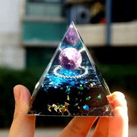 fantastic magic orgonite pyramid 60mm amethyst crystal sphere with obsidian orgone reiki energy healing crystal pyramid chakra