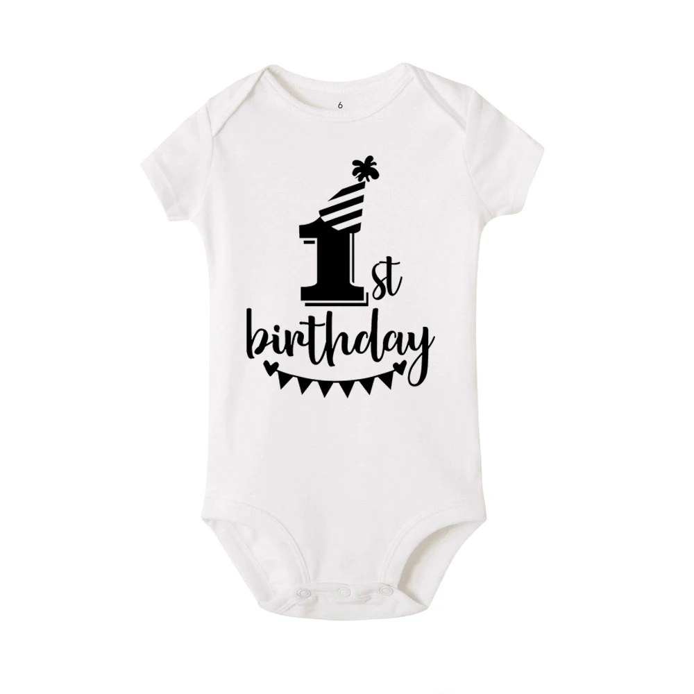 Детский хлопковый комбинезон с короткими рукавами и надписью My First Birthday для