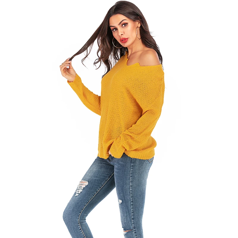 2019 женские пуловеры осенний свитер Модные свободные негабаритные Джемперы