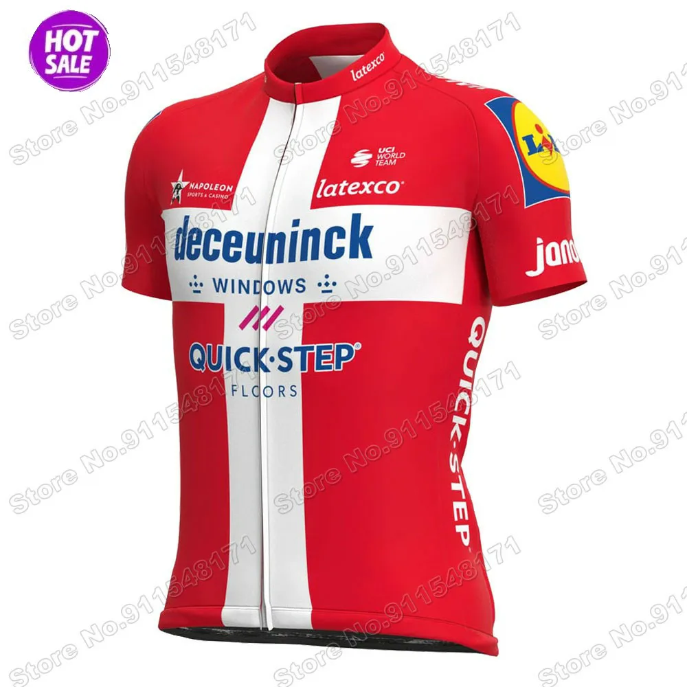 Майо 2021 Команда Quick Step Дания Велоспорт Джерси с коротким рукавом летняя
