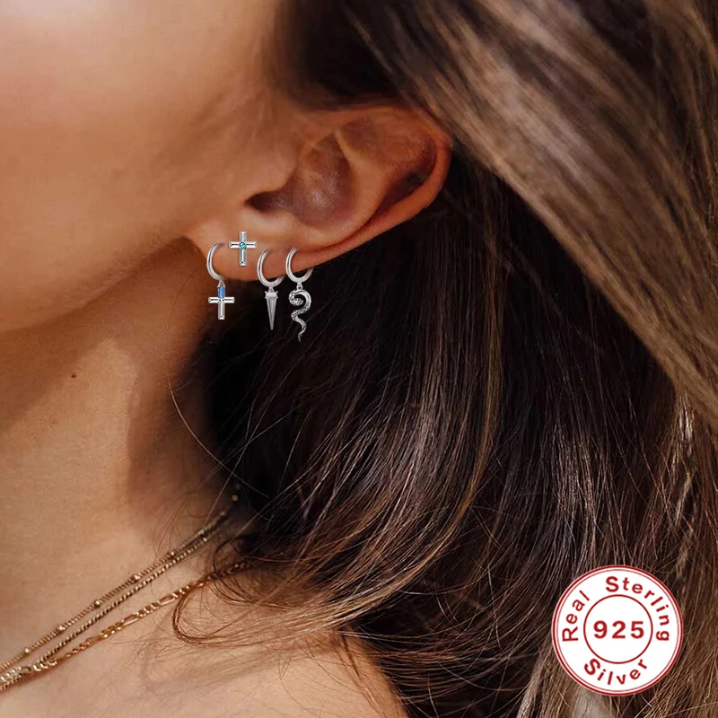 

925 Sterling Silver Jewelry Trendy Minimalist Hoop Earrings Pendientes Serpiente For Woman Valentine's Day Anniversary Gift