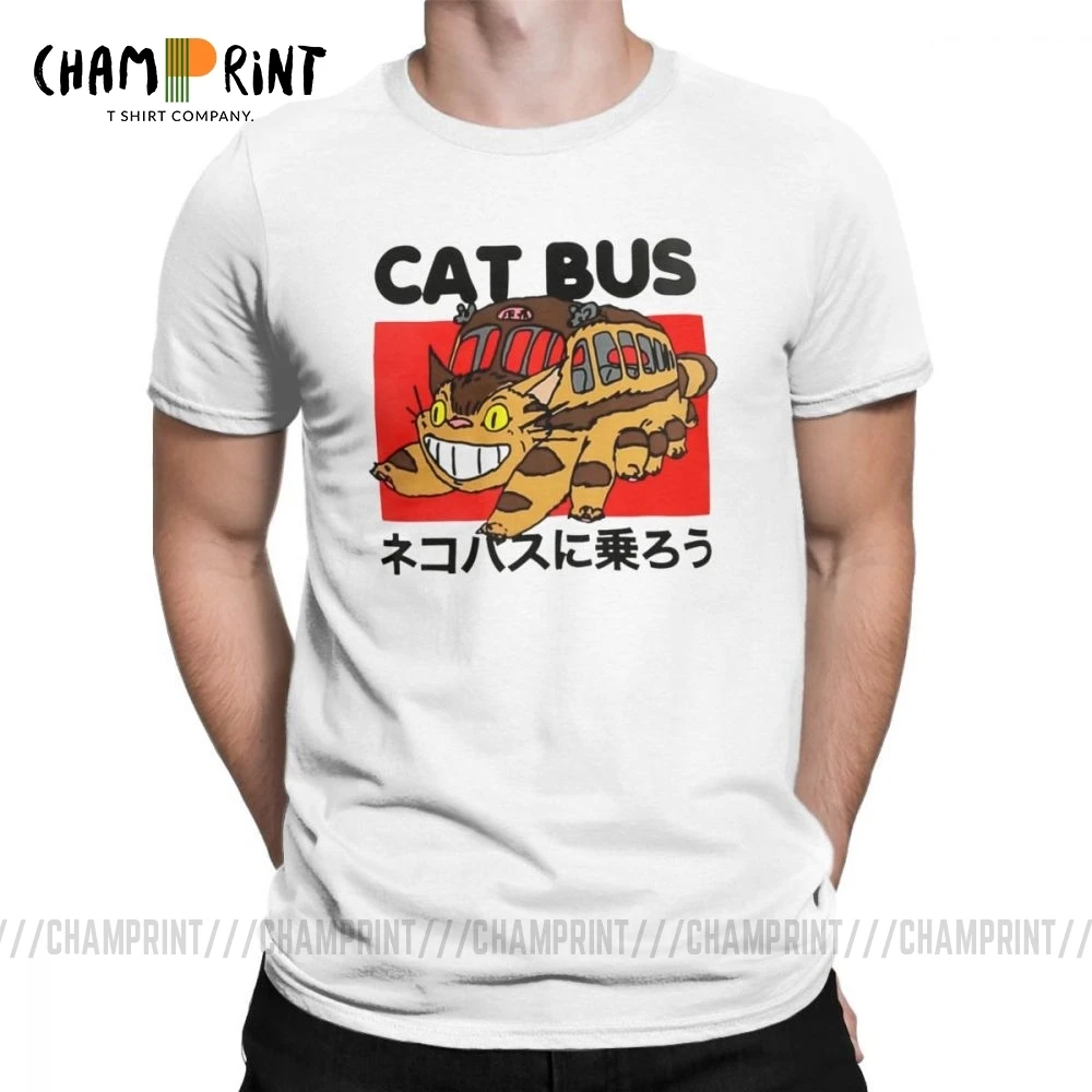Мужская футболка с изображением кота и автобуса забавная хлопковая коротким