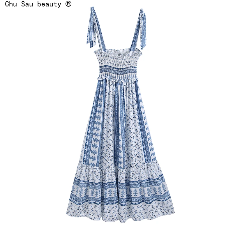 

Женское винтажное платье с принтом, элегантное облегающее платье до щиколотки со складками и поясом на резинке, лето 2021