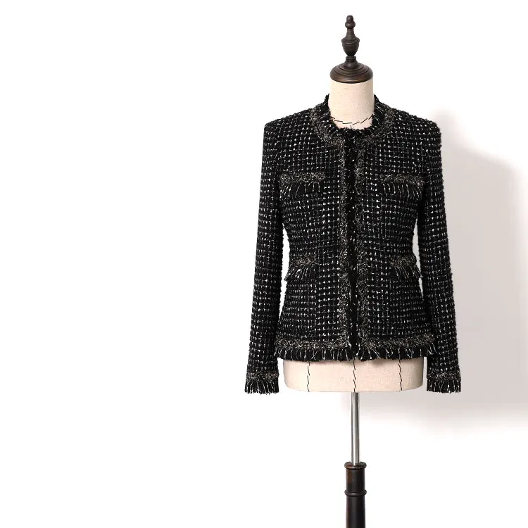 

New version of the new black and gold self cultivation mini fragrance jacket for women in spring autumn and winter