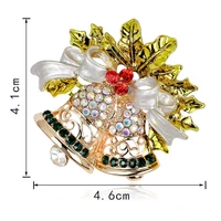 multicolor crystal double bells pins and brooches women christmas brooches sleigh bell