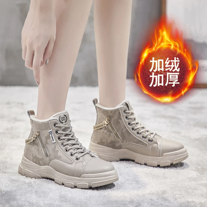 

Women Winter Motorcycle Boots Fashion Lace-up Zipper Botas Mujer Boots Sports Platform Heel Ladies Shoes Boot Brand Designer