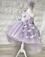 one shoulder butterfly purple infant toddler girl dresses butterfly lace applique girls knee length girls dresses celebrity