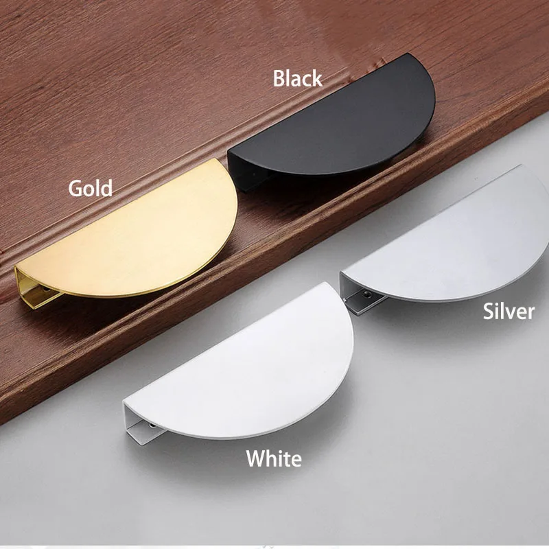 

1 piece Half Round Furniture Knobs Drawer Pull Cupboard Wardrobe Handles Book Cabinet Door Bar Black Silver