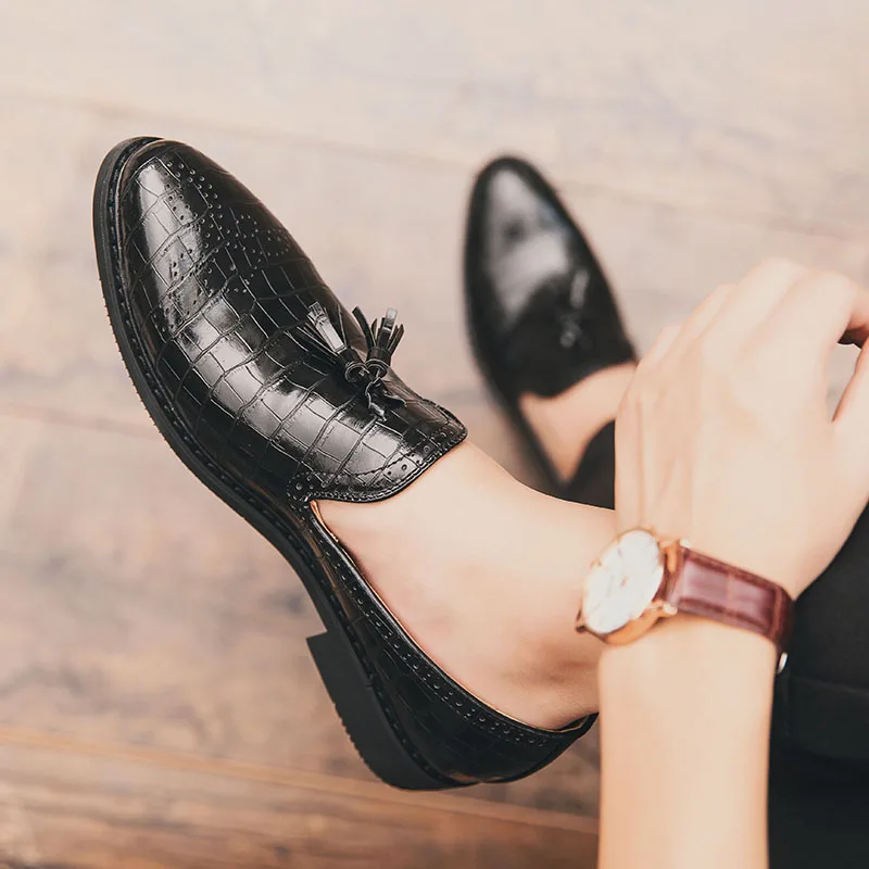 Мужская повседневная обувь Мокасины Кожаная на плоской подошве Zapatos Hombre Лоферы