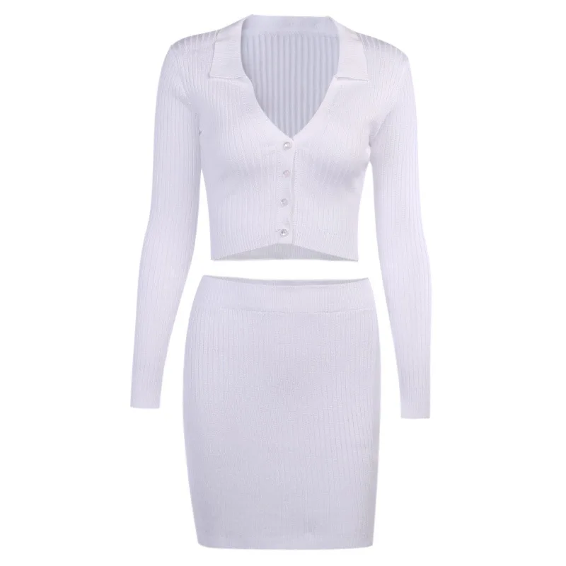 

Toppies 2020 Spring Women Suit Office Lady Sets solid color short skirt suit women's sexy V-neck button cardigan two piece set