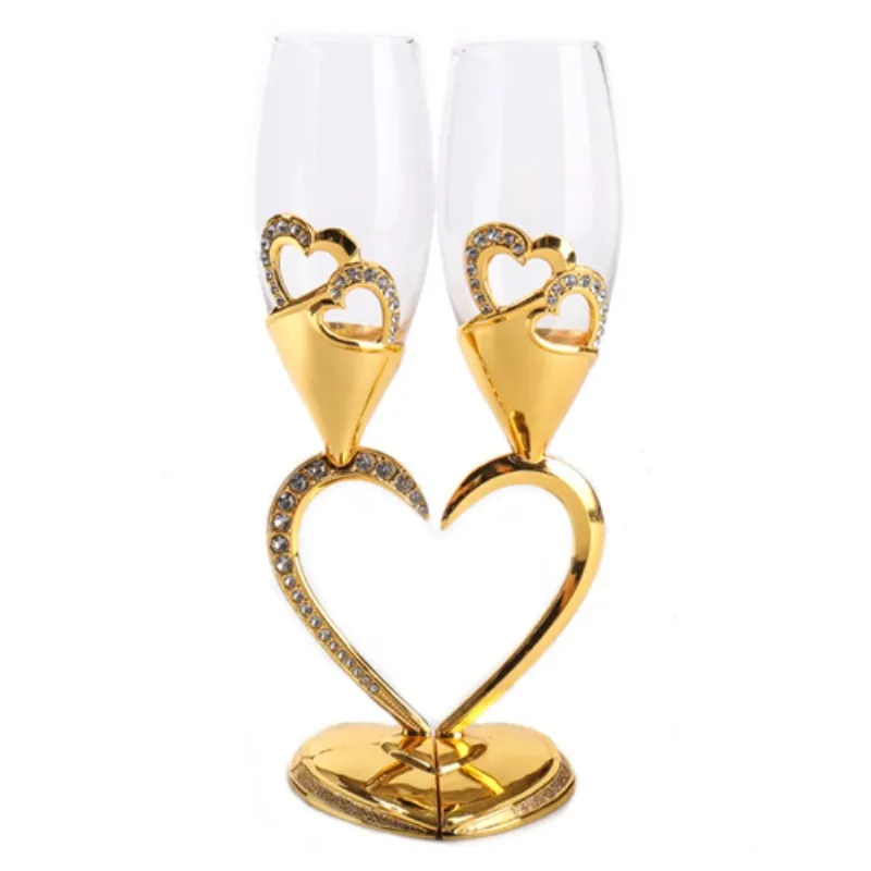

Бокал для вина с высокой ногой, хрустальный бокал в форме сердца, красного, золотого, серебряного цвета, двойная чашка, подарок, свадебное украшение, чашка для влюбленных на день рождения