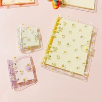 daisy notebook transparent 6 rings binder file folder loose leaf ring binder kawaii school office supplies