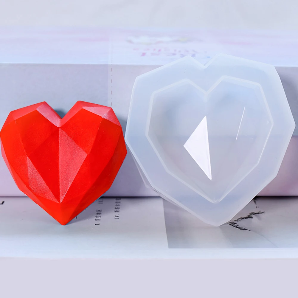 

3DDiamond Soap Moulds Love Heart Design Silicone Mold DIY Car Pendant Gypsum Plaster Heart Mold Diamond Candle Molds Soap making