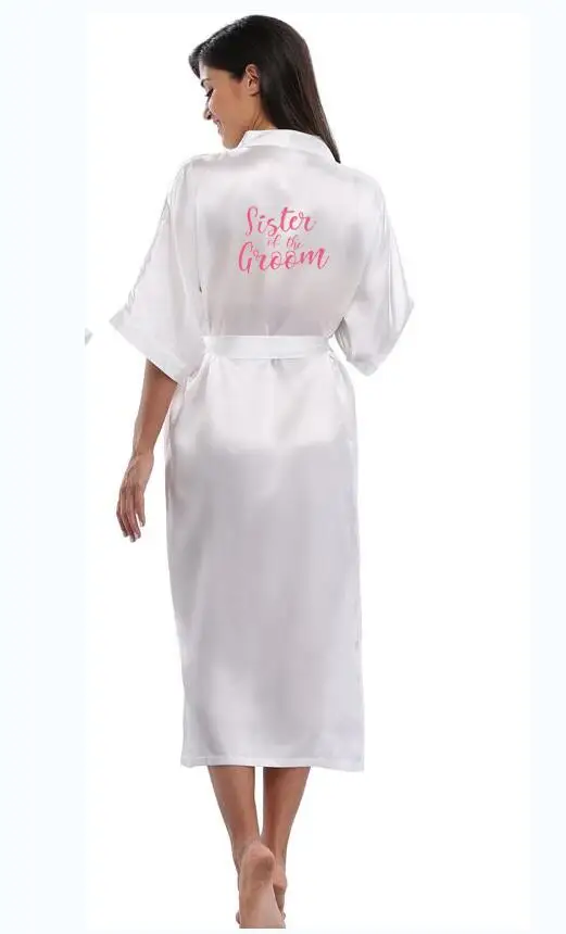 Халат кимоно Женский Длинный атласный Шелковый Свадебный халатик для невесты и