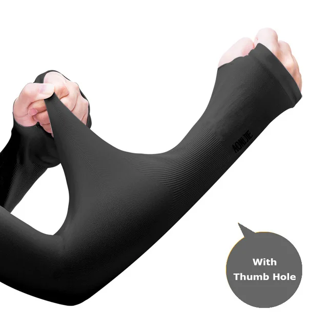 Black 2 AONIJIE, 1 пара, гетры для рук, летние, солнцезащитные, с манжетами, на рукавах, для спорта, пешего туризма, с защитой от ультрафиолета, гетры для рук, перчатки для бега, рукава для рук - Цвет: Black 2