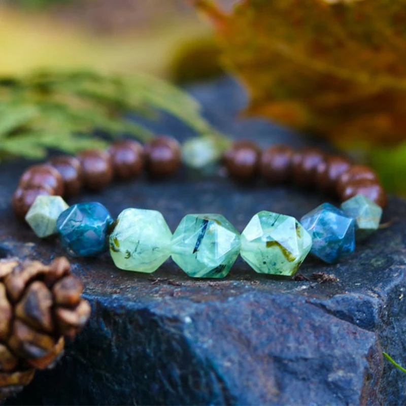 Натуральные Бусы из пренита браслет натурального камня деревянный мужские и