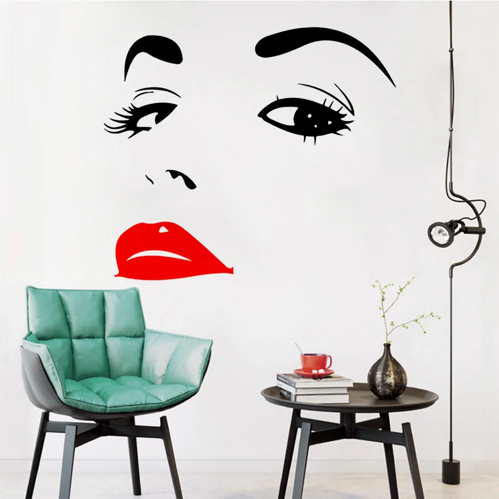 

Beautiful Woman Face Beauty Salon Wall Decal Lashes Wall Decor Spa Salon Wall Mural Art Wall Stickers Decals Removable FK-34