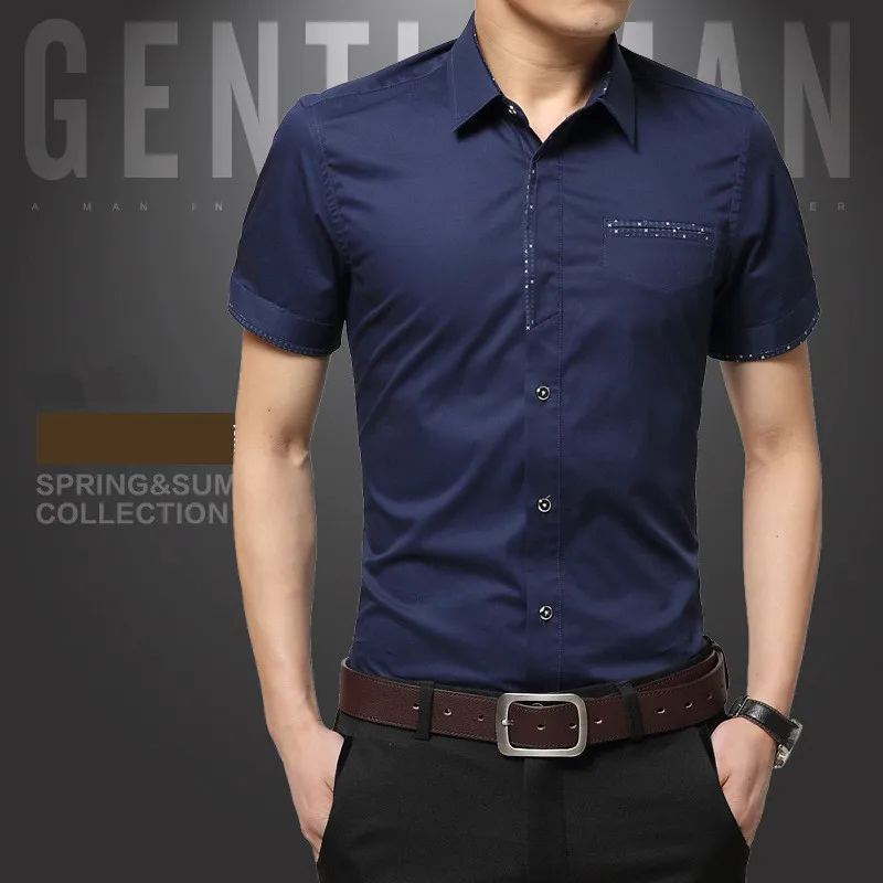 Мужская деловая рубашка с коротким рукавом белая черная синяя классическая