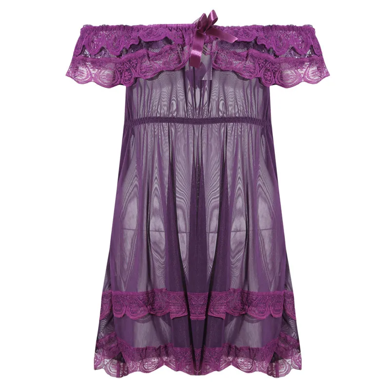 

Women's Sexy Temptation Lingerie One Shoulder Dress Babydoll Lace Female Push Up Pajamas Lace Dresses Erotic Sexy Nightwear