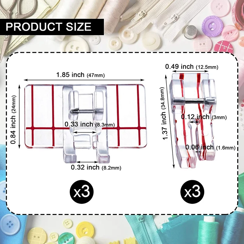 6PCS 1/4Inch Sewing Machine Presser Foot Accessories Fit For Brother/Singer Household | Дом и сад