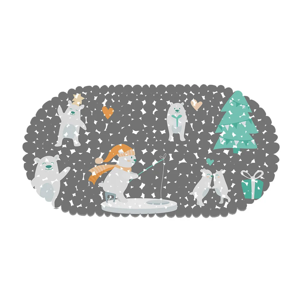 

Cartoon Polar Bear Bathroom Anti-slip Mat Toilet Floor Mat Bathtub Shower Mat Suction PVC Bath Mat Set Kawaii Bathroom Rug Kids