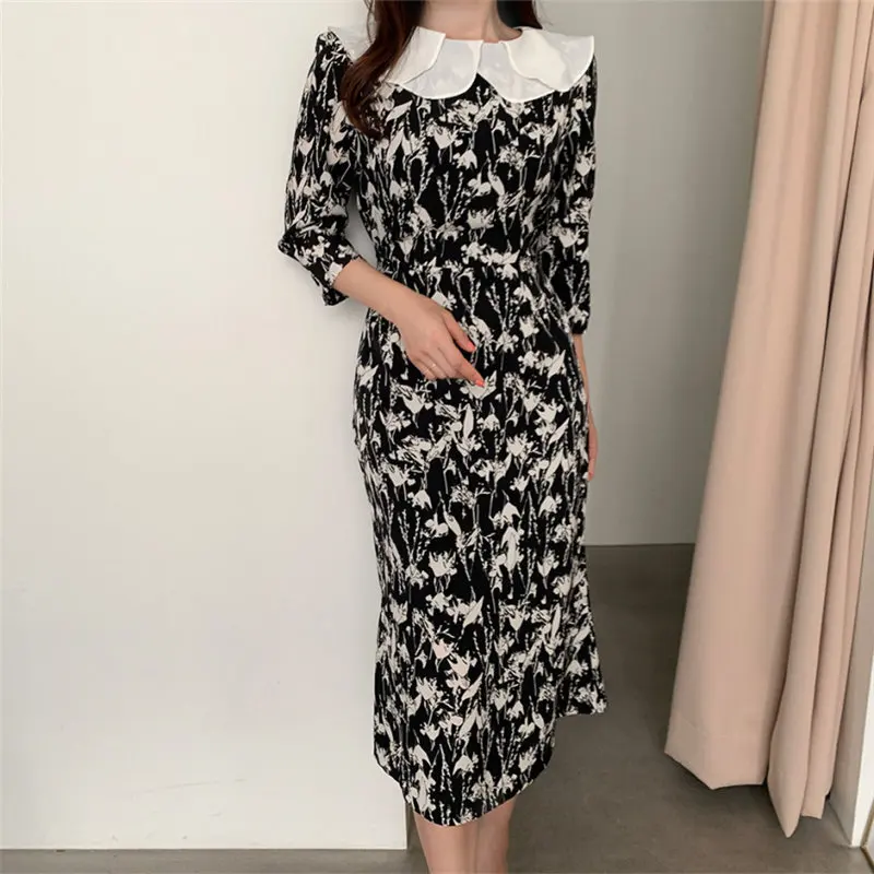 Женское платье с оборками Alien Kitty уличное цветочным принтом и высокой талией для