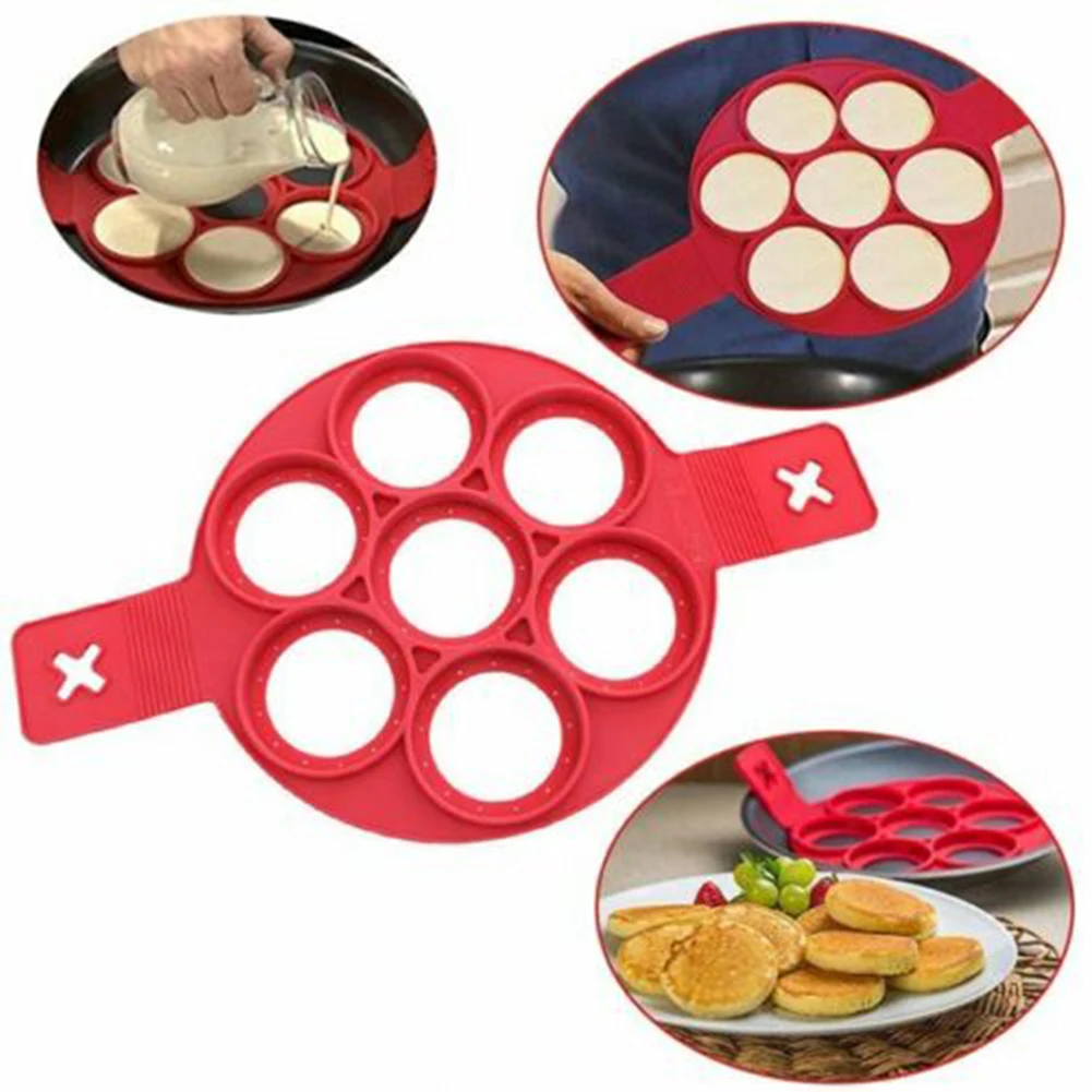 

DIY Fried Egg Mold Silicone Pancake Mold Ring 7 Hole Reusable Silicone Nonstick Cooking Baking Mold Muffin Pastry Mold Tool