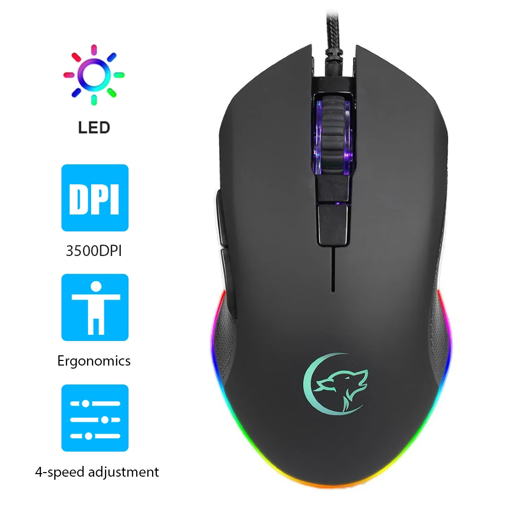 

YWYT G812 USB Wired Mouse Gaming Mouse 3200DPI 6 Buttons Optical Ergonomic Gaming Mice With Colorful Breathing Light
