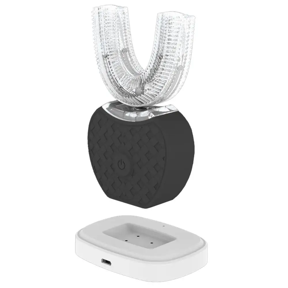 Black Электрическая зубная щетка u-типа с usb-зарядкой, автоматическая звуковая зубная щетка, 360 градусов, без рук, зубная щетка для отбеливания зубов - Цвет: Black