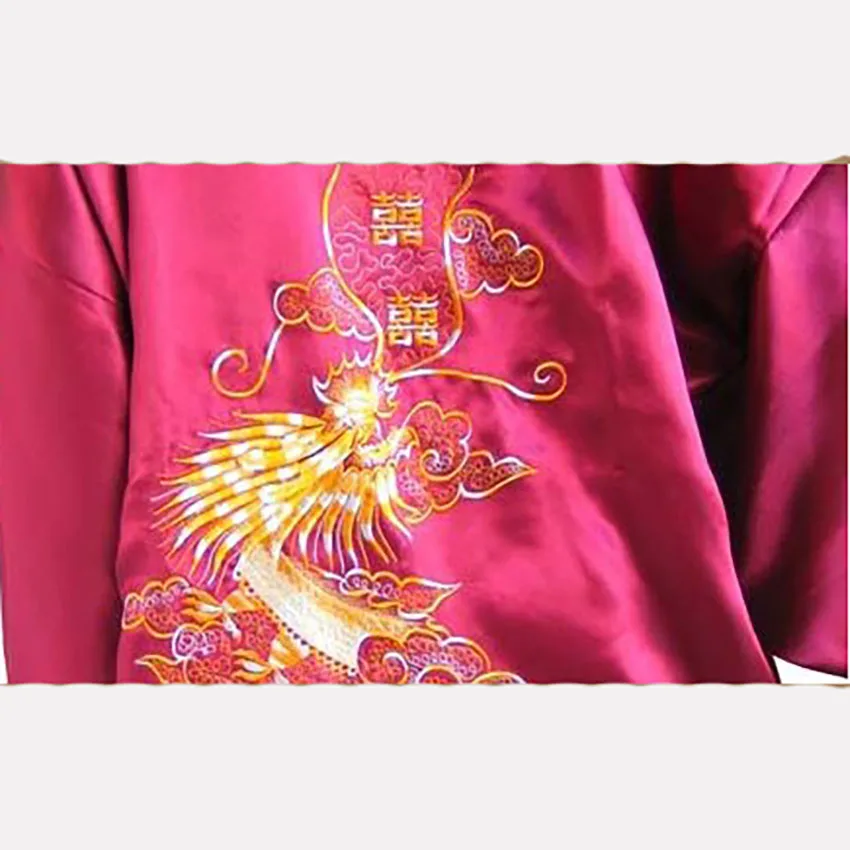 Wine red kimono 7 цветов традиционные японские кимоно с вышивкой в виде дракона халат Для мужчин ночная рубашка, юката атласные пижамы Для Мужчин's Quimono самурая мужской - Цвет: Wine red kimono