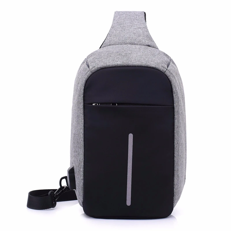 Men Leisure Usb Chest Bags Travel Women Handbags Sling Bags Small Bag Over Shoulder Female Crossbody Handbag Purse - Цвет: version grey
