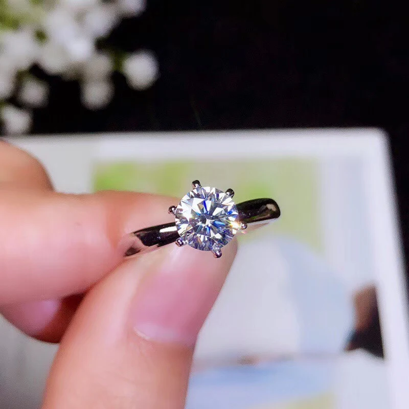 Женское кольцо с муассанитом серебряное 1 карат 2 карата разные цвета 925|Кольца| |