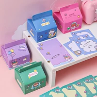 1boxed creative color cartoon milk carton sticky notes memo pad stationery non stickers office school supplies student kids gift