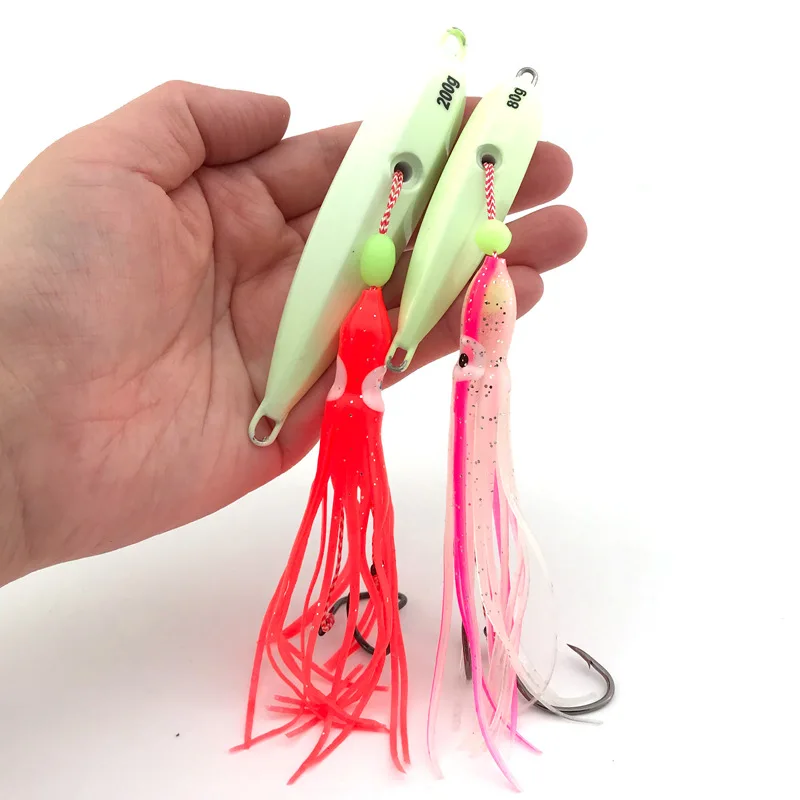 

HYSBOY Inchiku Squid Octopus Lure 40g 60g 80g 100g Sinking Slow Metal Jig Head Skirt Hook Saltwater Fishing Tuna Snapper Lure