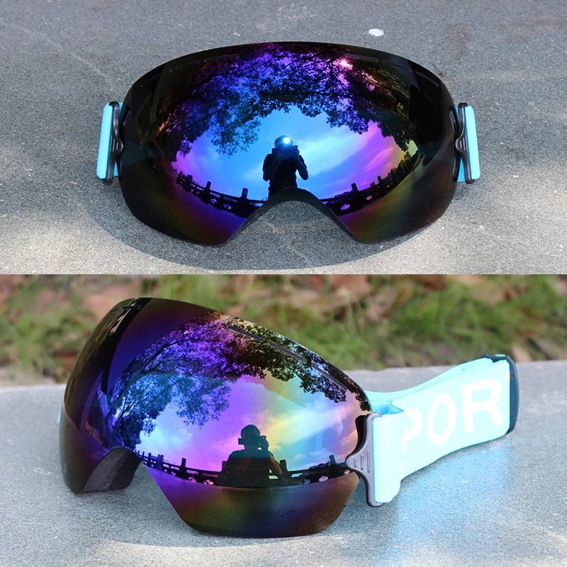 Профессиональные лыжные очки, мужские маски, линзы UV400, для взрослых, противотуманные, для сноуборда, лыжного спорта, очки для женщин, ультра-светильник, зимние очки для снега - Цвет: blue 1