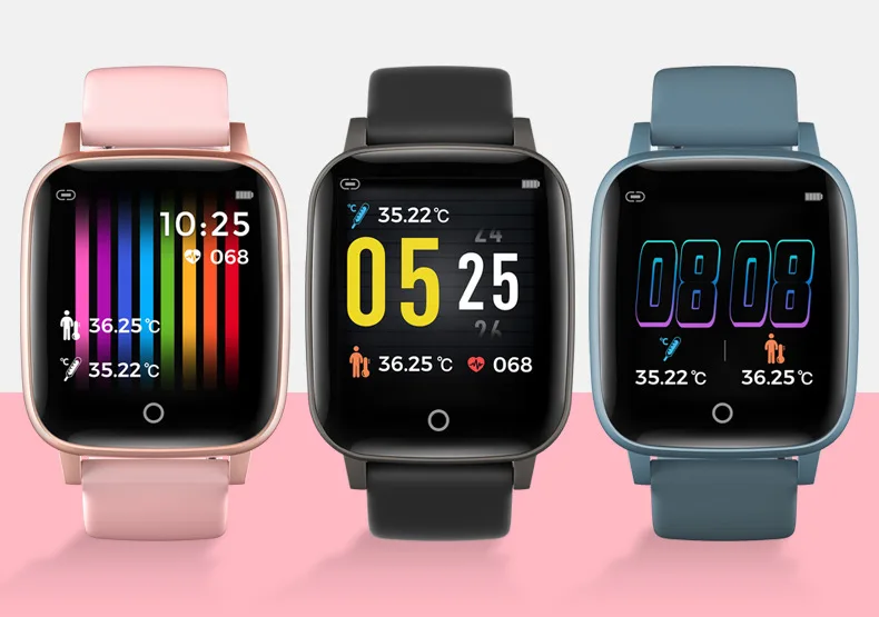 

T1 Smart Watch Men Women Body Temperature Measure Heart Rate Blood Pressure Monitor Push Message Weather Forecast Smartwatch