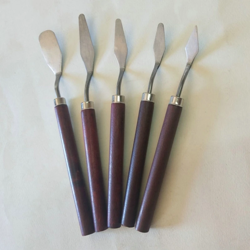 

Wood Palette Knife Painting Tools, Stainless Steel Oil Painting Mixing Scraper, Painting Knife Set, Paint Oil Painting A